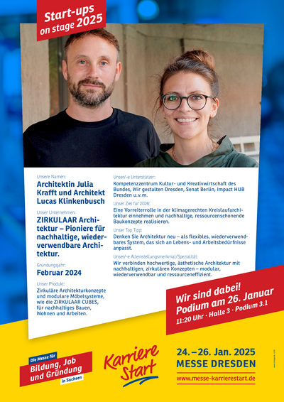 Architektin Julia Krafft und Architekt Lucas Klinkenbusch - ZIRKULAAR Architektur – Pioniere für nachhaltige, wiederverwendbare Architektur.